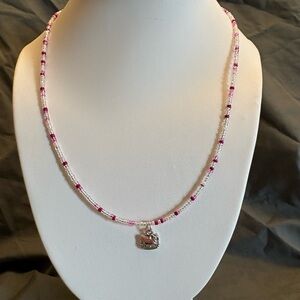 Hand beaded “Hello Kitty” pendant necklace.